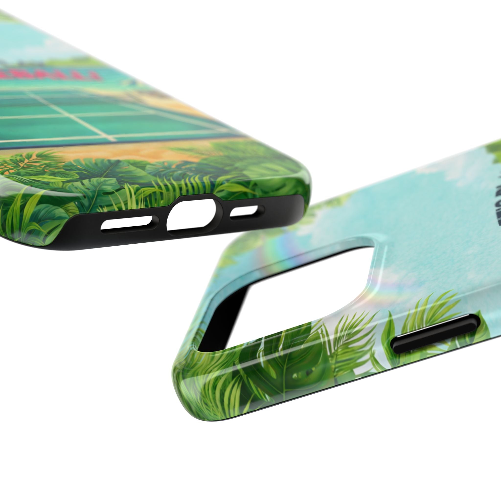 Let's Play Pickleball! Tropical Tough Phone Case | Supports Wireless Charging | Compatible with iPhone and Samsung smartphones