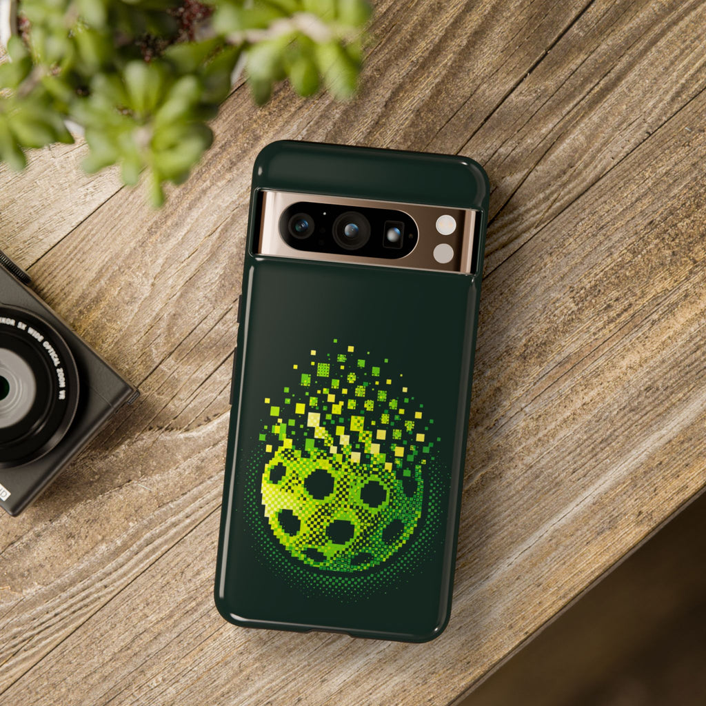 Pixelated Pickleball Electric Green Phone Case —  Compatible with iPhone, Samsung & Google Pixel-PeaMac Tees