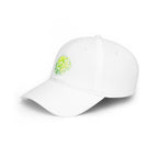 Neon green Matrix Burst pickleball cap by Printify, low profile cotton baseball hat with curved brim and adjustable strap.
