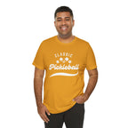 Classic pickleball T-shirt with "Pickleball" script design by Printify, featuring a comfortable cotton fabric and colorful print.