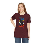 Women's retro-inspired Pickleball T-shirt with vertical "PICKLEBALL" back print, comfortable casual wear by Printify.