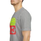Bright neon pop art LOVE pickleball T-shirt by Printify, featuring bold colors and casual fit for activewear and street style.
