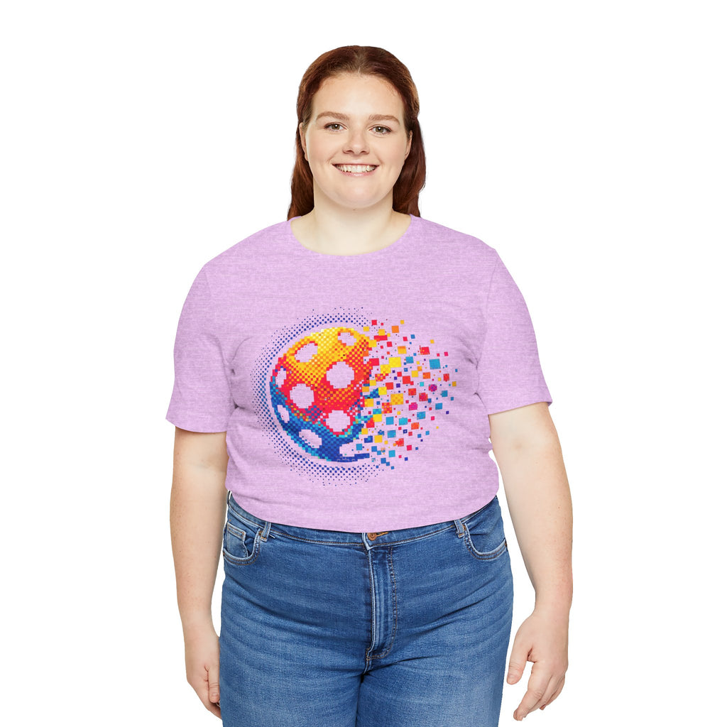 Matrix Burst Pickleball Tee by Printify featuring a retro court graphic on a stylish T-shirt, perfect for pickleball enthusiasts.
