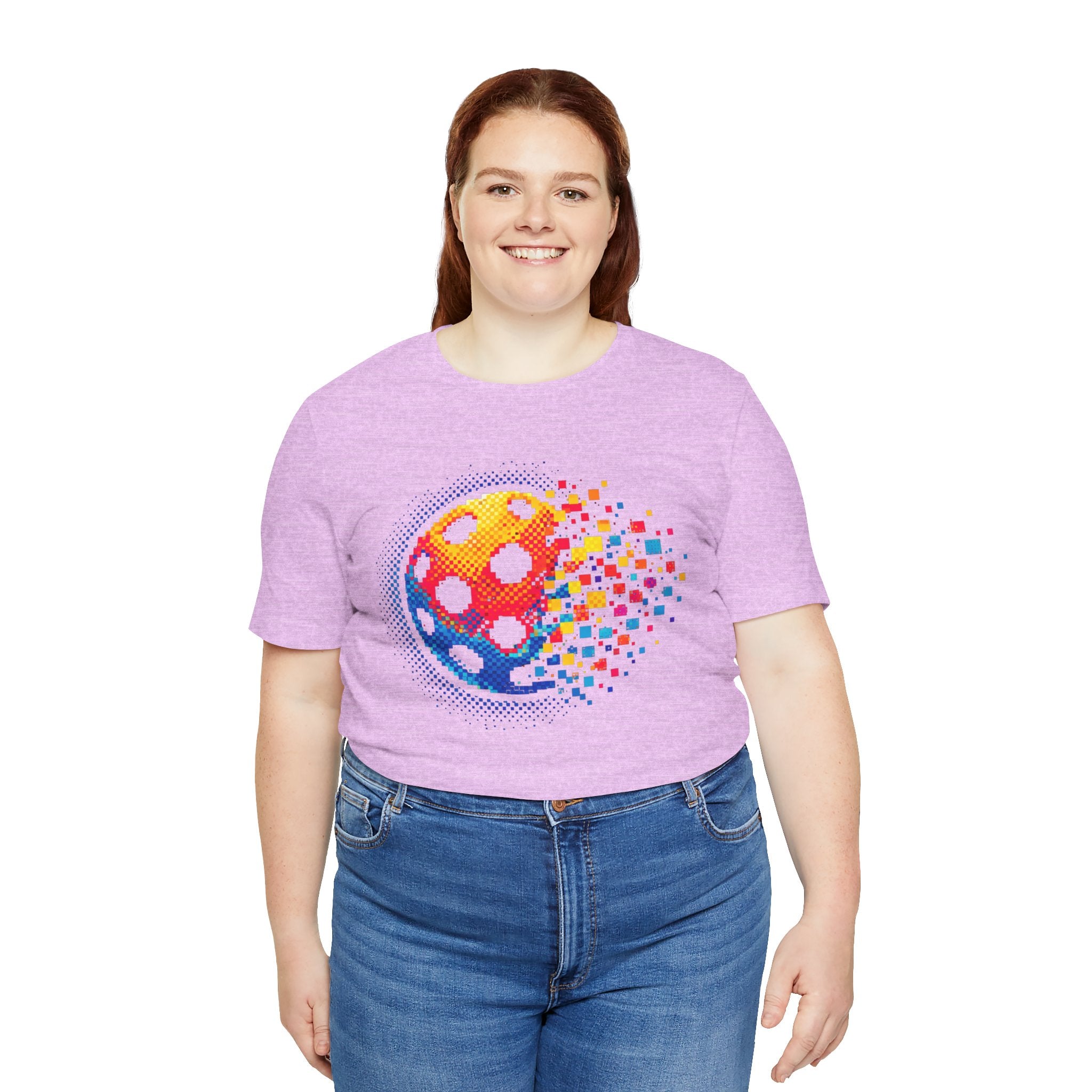 Matrix Burst Pickleball Tee by Printify featuring a retro court graphic on a stylish T-shirt, perfect for pickleball enthusiasts.