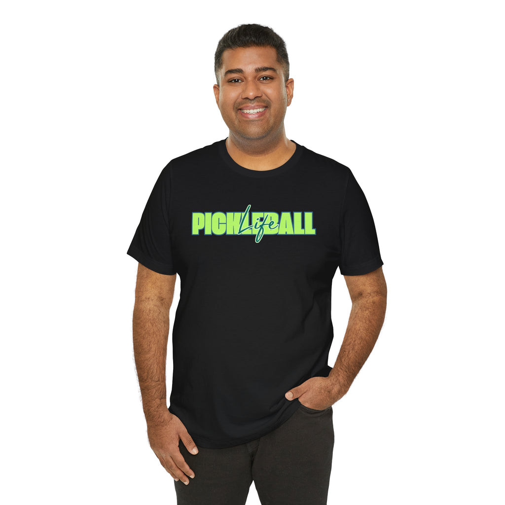 Pickleball Life Unisex T-Shirt — Bold Green & Blue Graphic Tee-PeaMac Tees