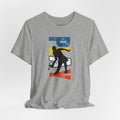 Women's retro-inspired pickleball T-shirt with vertical 'PICKLEBALL' back print, by Printify, in vibrant colors.