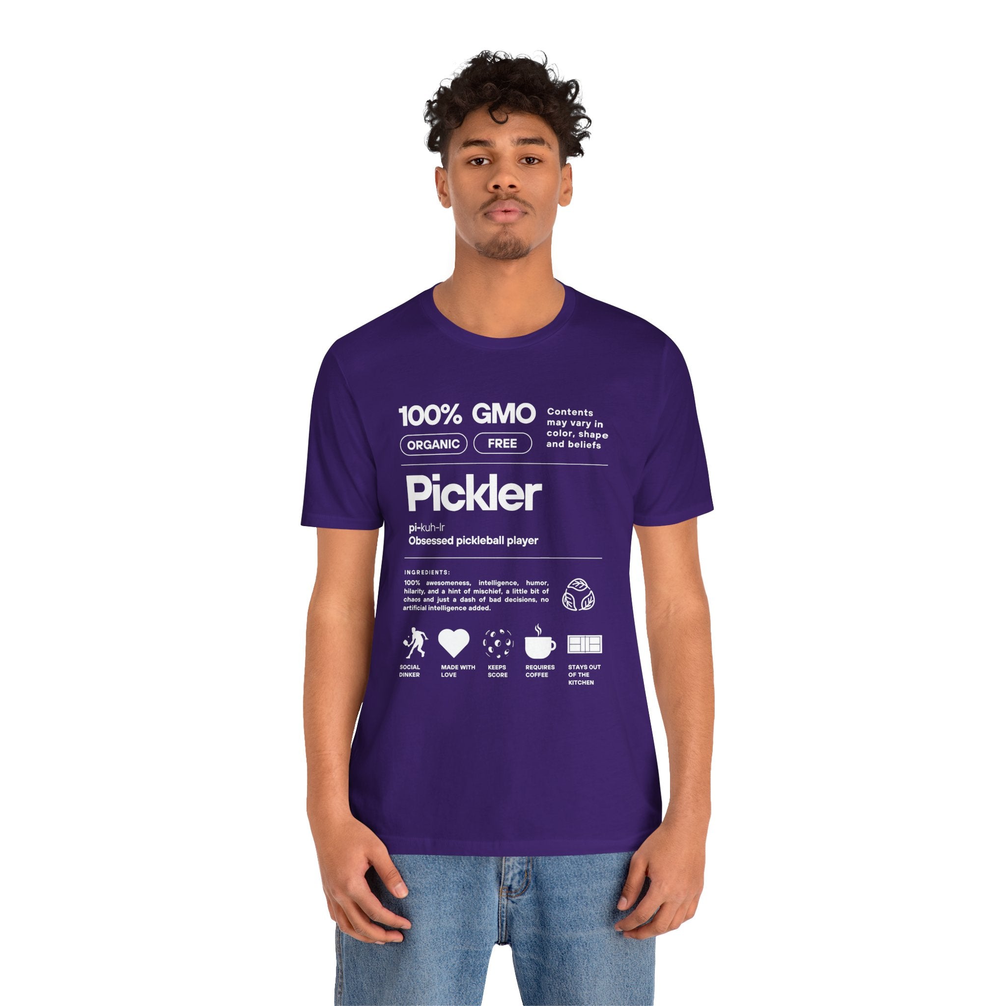 Men's Pickler Funny Definitions T-Shirt featuring white text, lightweight activewear perfect for pickleball enthusiasts.