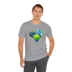 White Pickleball T-shirt with "My Heart Belongs to Pickleball" slogan for players and fans, by Printify.