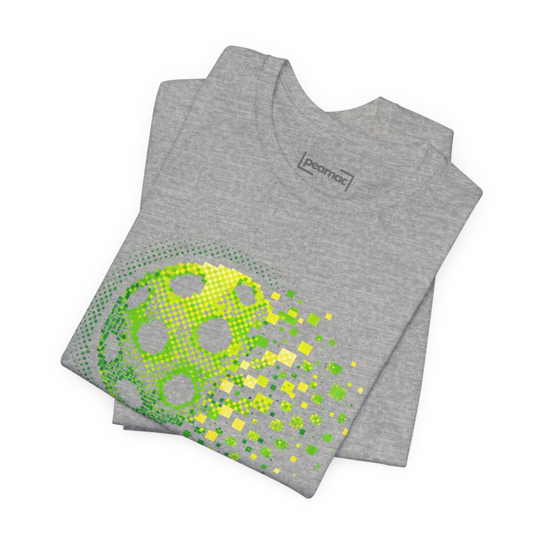 Green Matrix Burst Pickleball T-Shirt with retro court graphic, casual unisex tee by Printify, designed for sports and everyday wear.