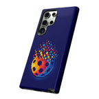 Printify Matrix Burst Pickleball phone case for iPhone, Samsung, and Google Pixel with colorful pickleball design and protective cover
