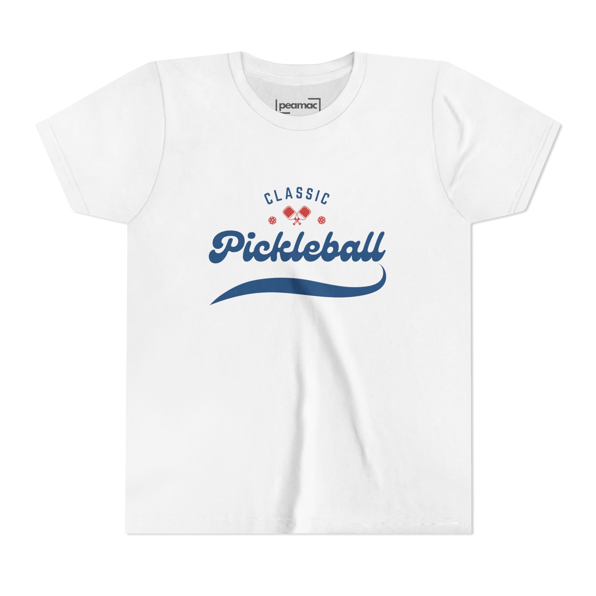 Kids retro pickleball T-shirt by Printify, featuring colorful vintage-style design for boys and girls, casual youth sportswear.