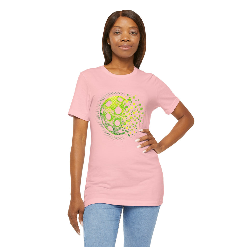 Green Matrix Burst Pickleball T-Shirt with retro court graphic, casual athletic wear from Printify.