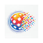 White Pickleball car magnet with bold pixelated pickleball court design, 5-inch square, ideal for home decor or vehicle display.