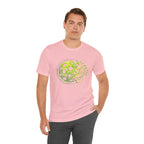 Green Pixelated Pickleball Tee featuring retro court graphic, casual t-shirt by Printify for pickleball enthusiasts.