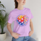 Matrix Burst Pickleball Tee, retro court graphic T-shirt by Printify, featuring bold pickleball court design on a comfortable black shirt.