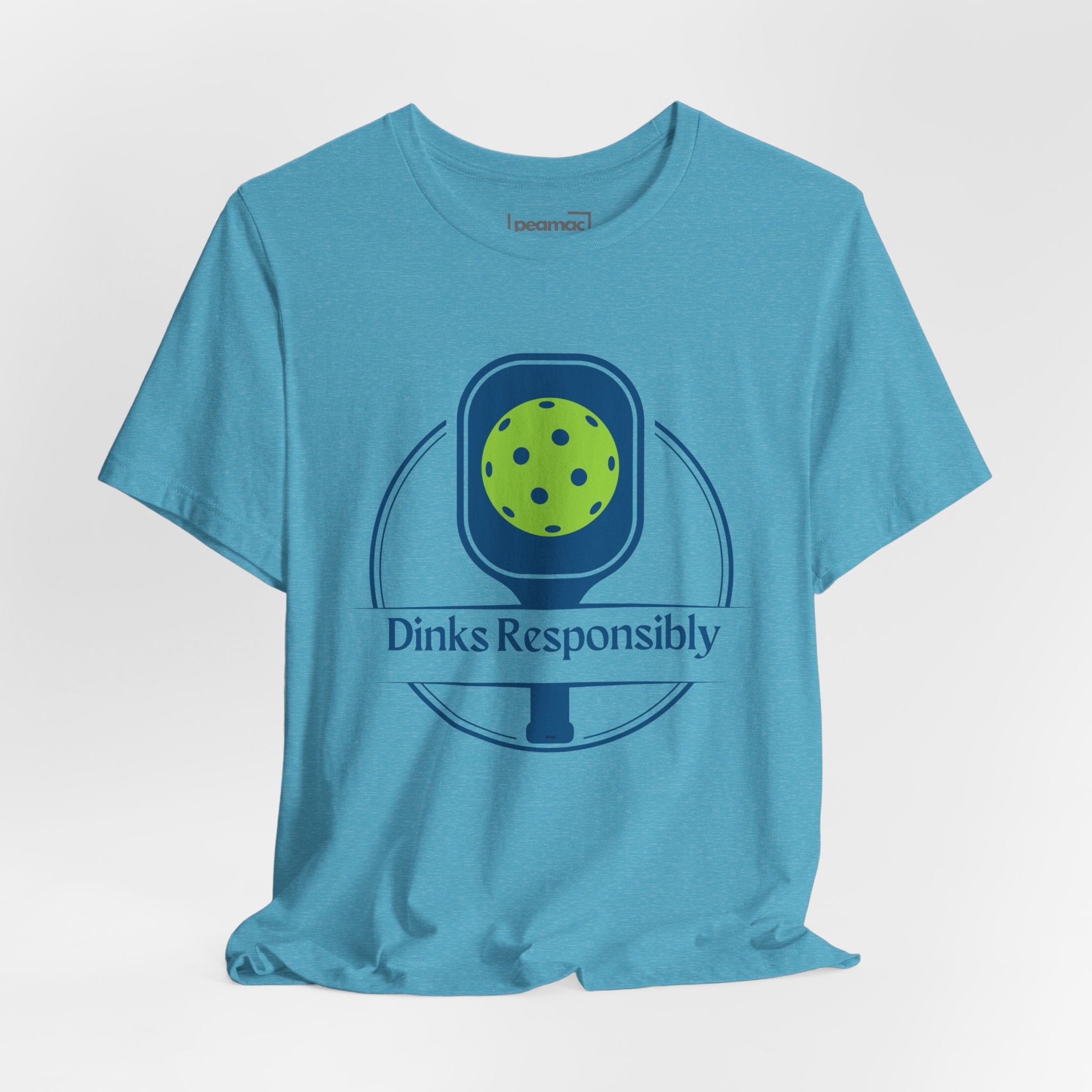 Funny Dinks Responsibly pickleball T-shirt with paddle and ball graphic, casual pickleball shirt for sports and recreation.