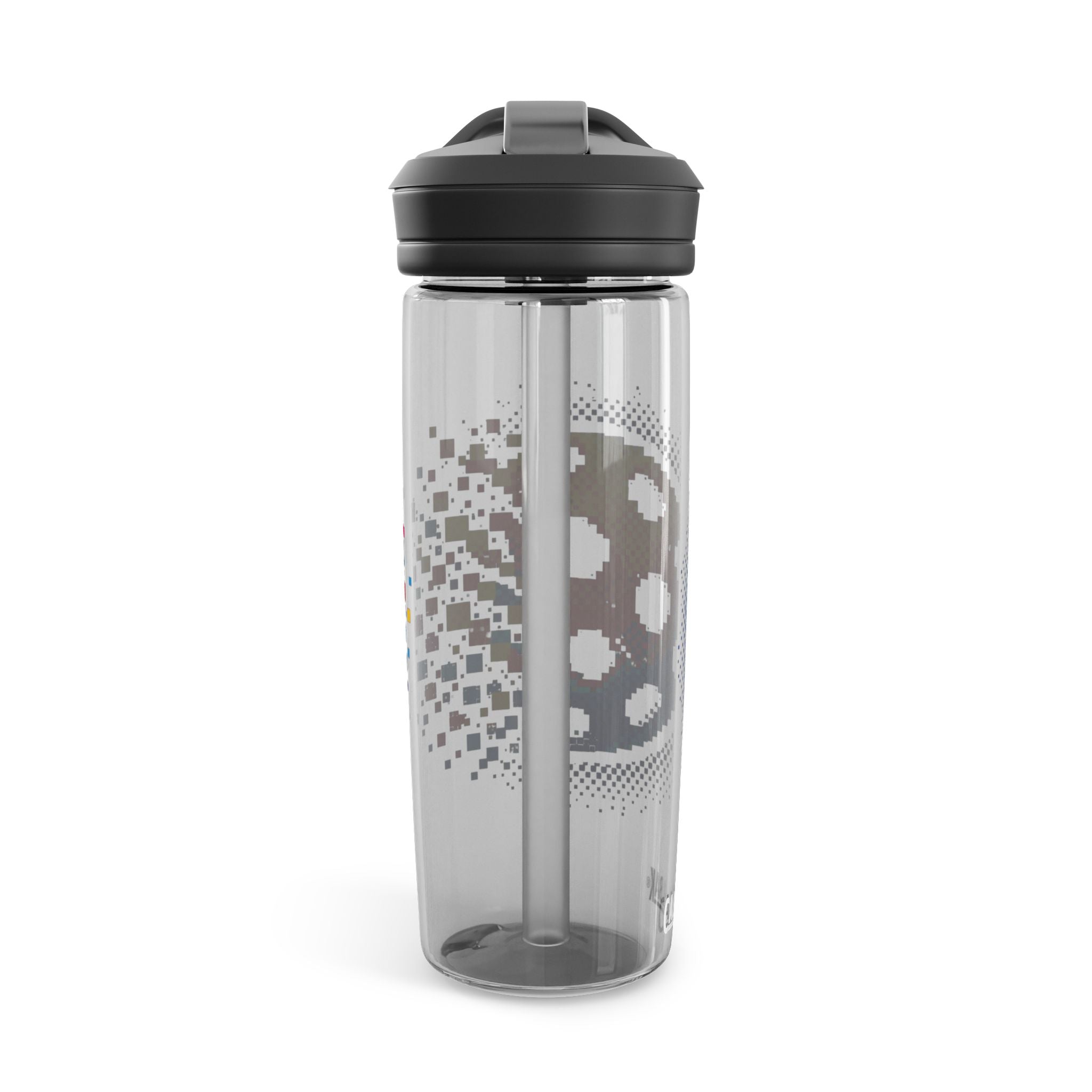 Pixelated Pickleball CamelBak 20oz sports water bottle mug with colorful pickleball design, made by Printify.