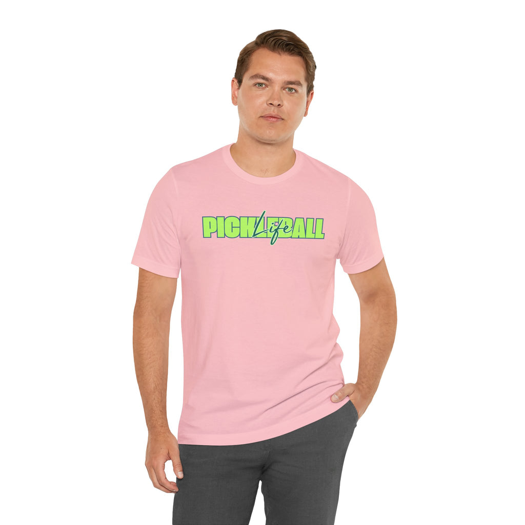 Pickleball Life Unisex T-Shirt — Bold Green & Blue Graphic Tee-PeaMac Tees