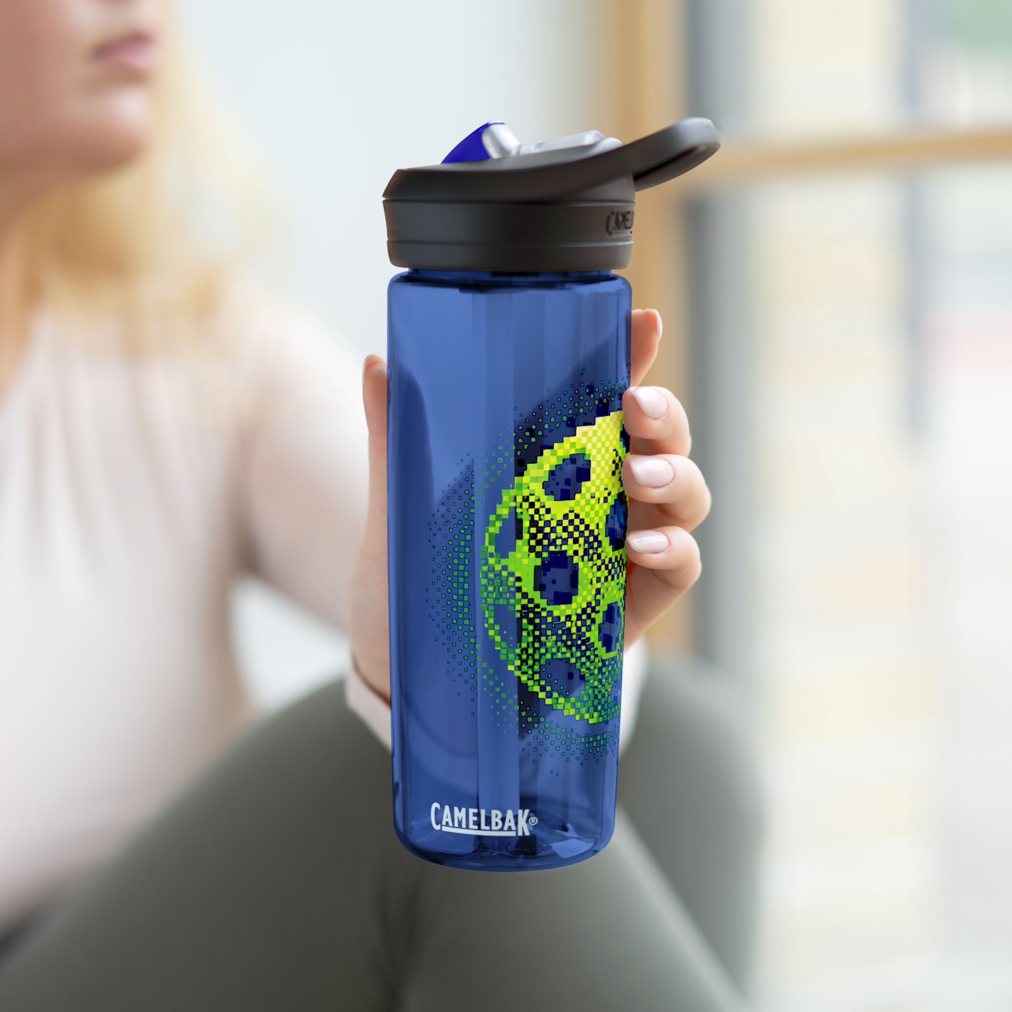 Pixelated Pickleball CamelBak Edy Water Bottle — 20oz Neon Green Sports Bottle-PeaMac Tees