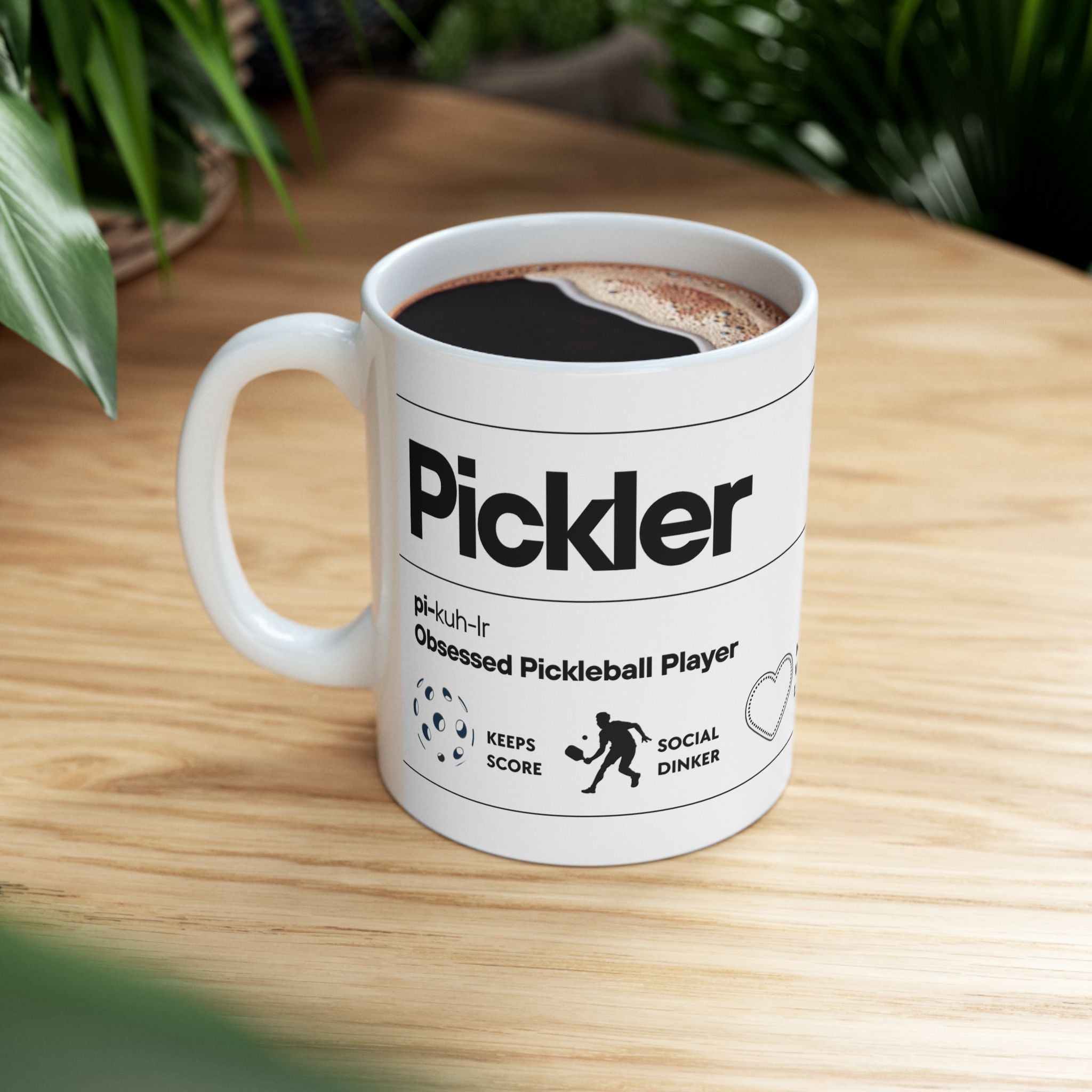Men's Pickler Definition Coffee Mug – Funny Pickleball Gift - Ceramic Coffee Cup (11oz/15oz)