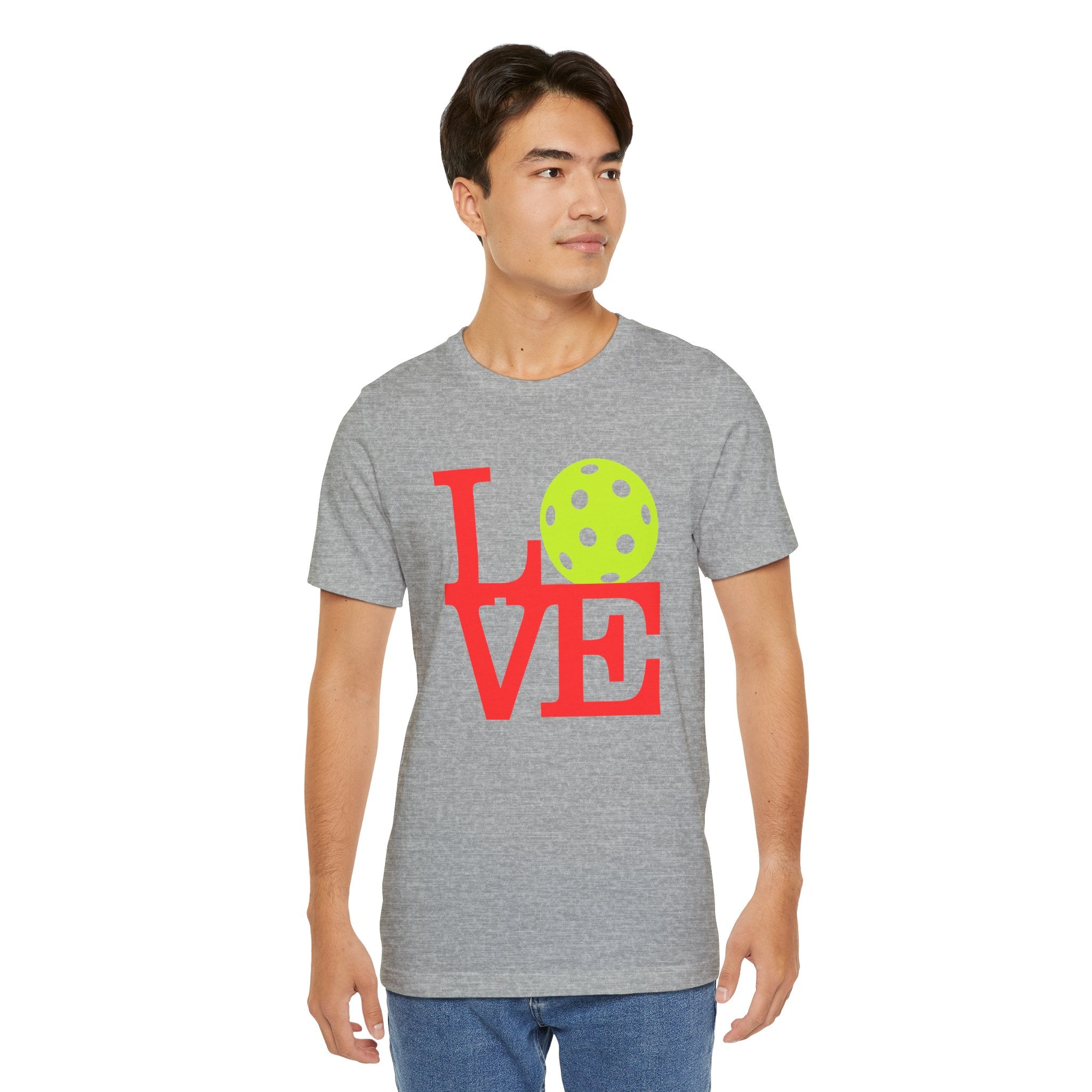Bright neon pop art pickleball love T-shirt by Printify featuring bold graphics and a casual fit.
