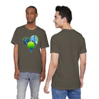 White Pickleball T-shirt for players and fans with "My Heart Belongs to Pickleball" print, by Printify.