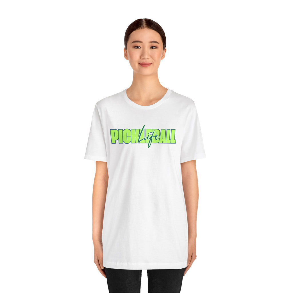 Pickleball Life Unisex T-Shirt — Bold Green & Blue Graphic Tee-PeaMac Tees