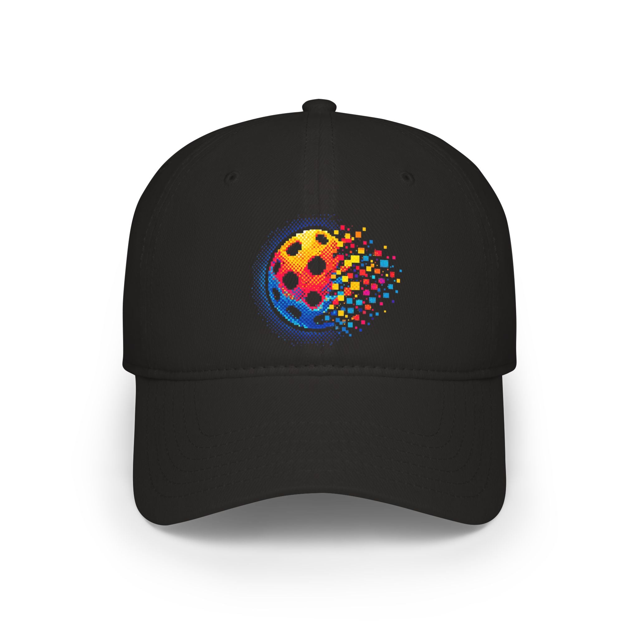 Printify Matrix Burst Pickleball Cap, low profile cotton baseball hat with colorful burst design and curved brim.