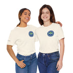 Personalized pickleball T-shirt by Printify with custom name sleeve, club logo, and pickleball graphic on the back.