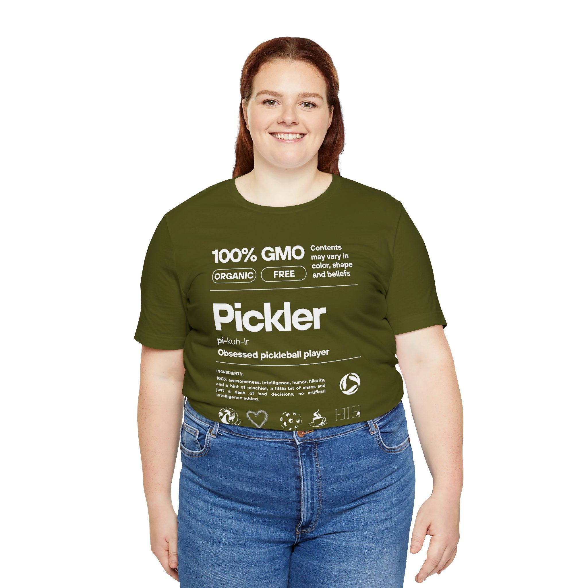 Women's Pickler Funny Definitions T-Shirt with white text, lightweight activewear, perfect for pickleball fans and casual wear.