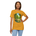 Unisex Hidden Forest Pickleball T-Shirt with Bainbridge Island tribute design by Printify, featuring a forest graphic on a casual tee.
