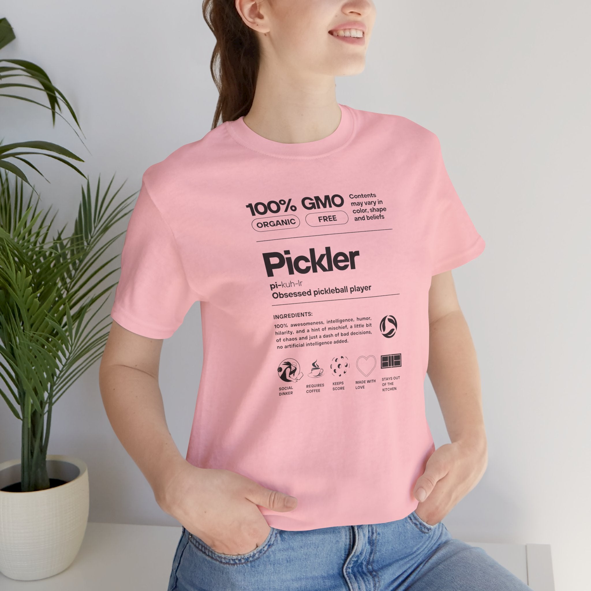 Women's black Pickler Funny Definitions T-Shirt featuring playful pickleball-themed text, lightweight activewear from Printify.