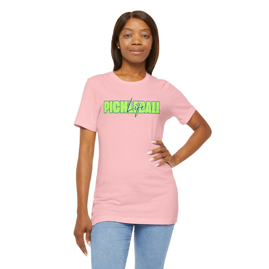 Pickleball Life Unisex T-Shirt — Bold Green & Blue Graphic Tee-PeaMac Tees