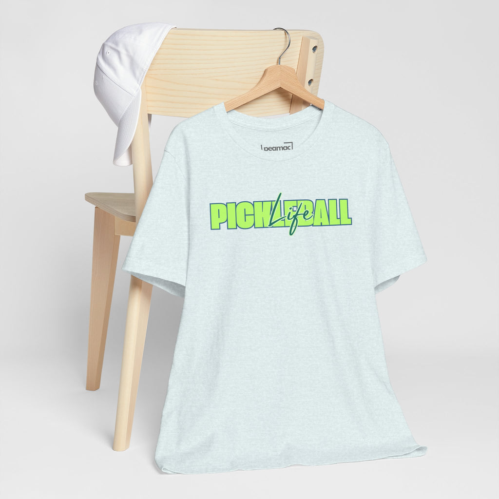 Pickleball Life Unisex T-Shirt — Bold Green & Blue Graphic Tee-PeaMac Tees