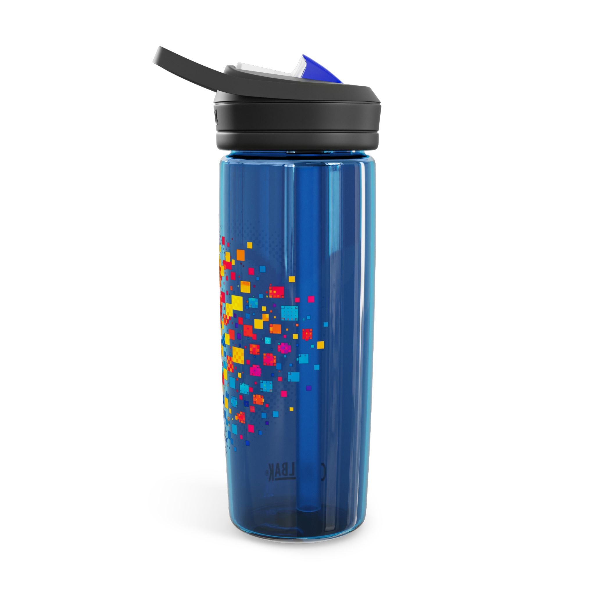 Printify Matrix Burst Pickleball CamelBak Eddy 20oz water bottle with a colorful design and sports cap for active hydration