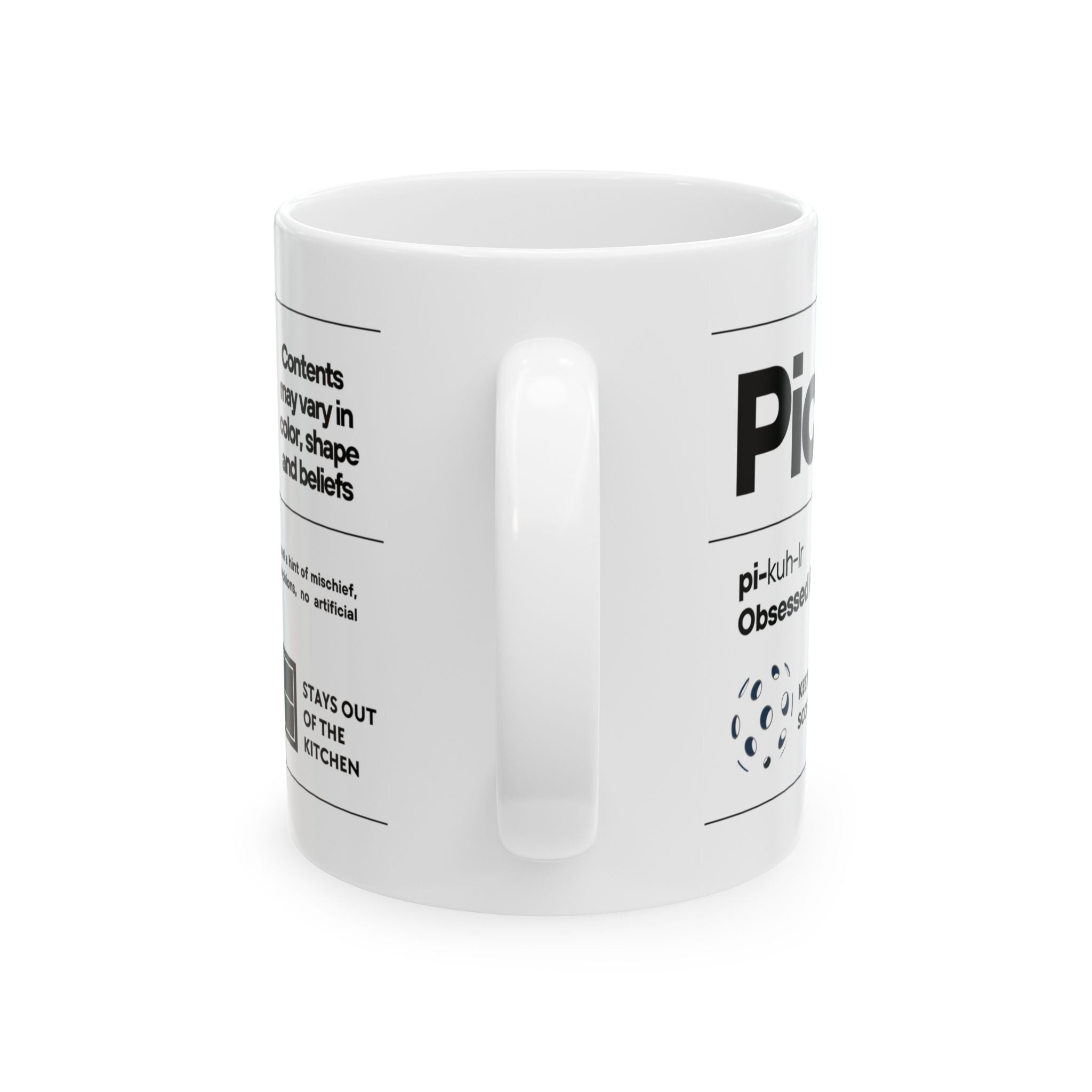 Men's Pickler Definition coffee mug with pickleball-themed design, ceramic cup available in 11oz and 15oz sizes.