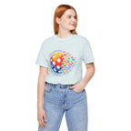 Matrix Burst Pickleball Tee, retro court graphic T-shirt by Printify, featuring bold pickleball design and vibrant colors.