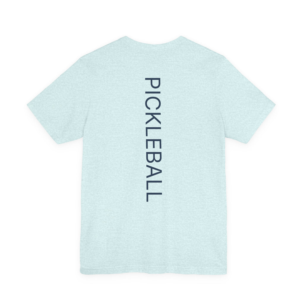Custom personalized pickleball T-shirt with paddle graphic, featuring name and club details, by Printify.