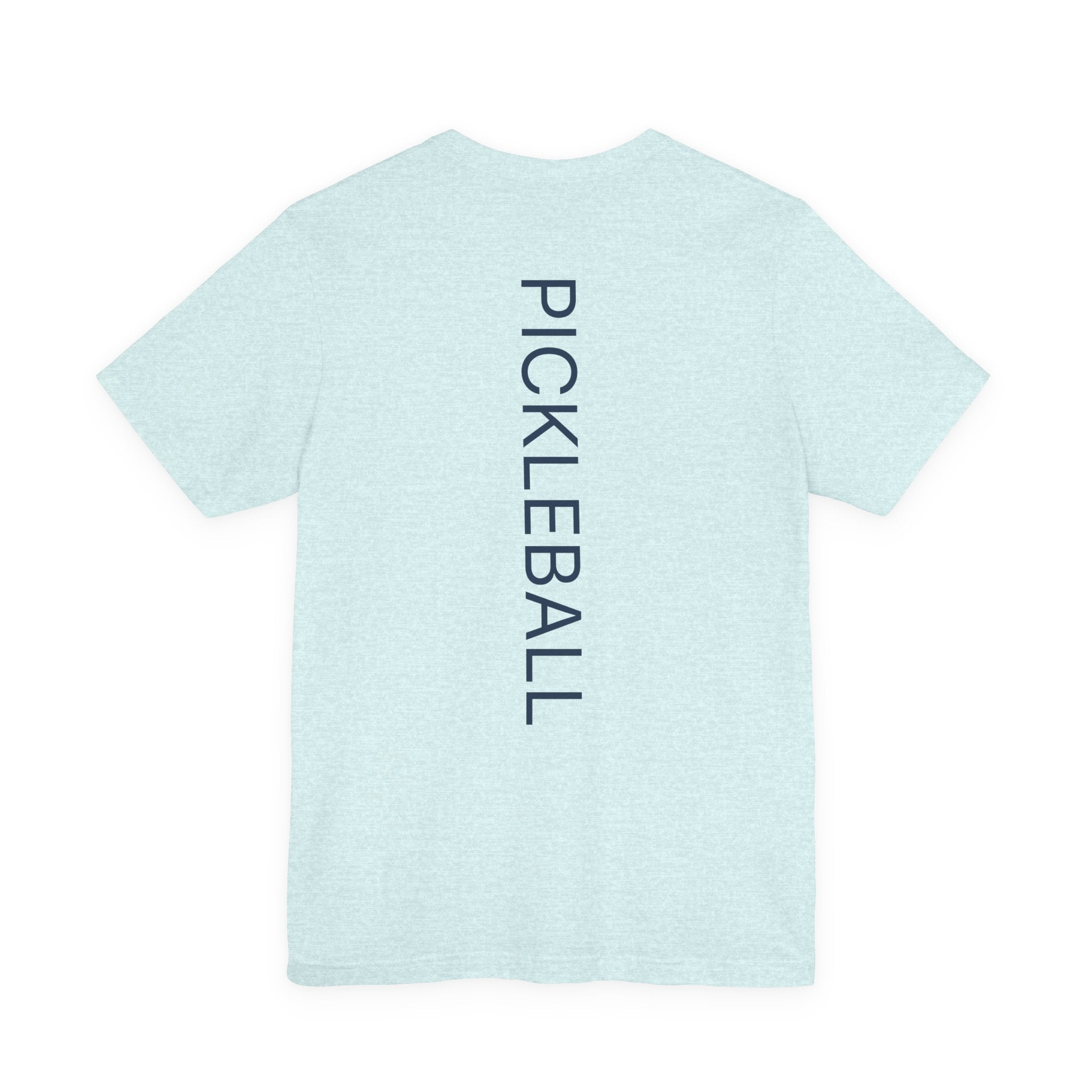 Custom personalized pickleball T-shirt with paddle graphic, featuring name and club details, by Printify.