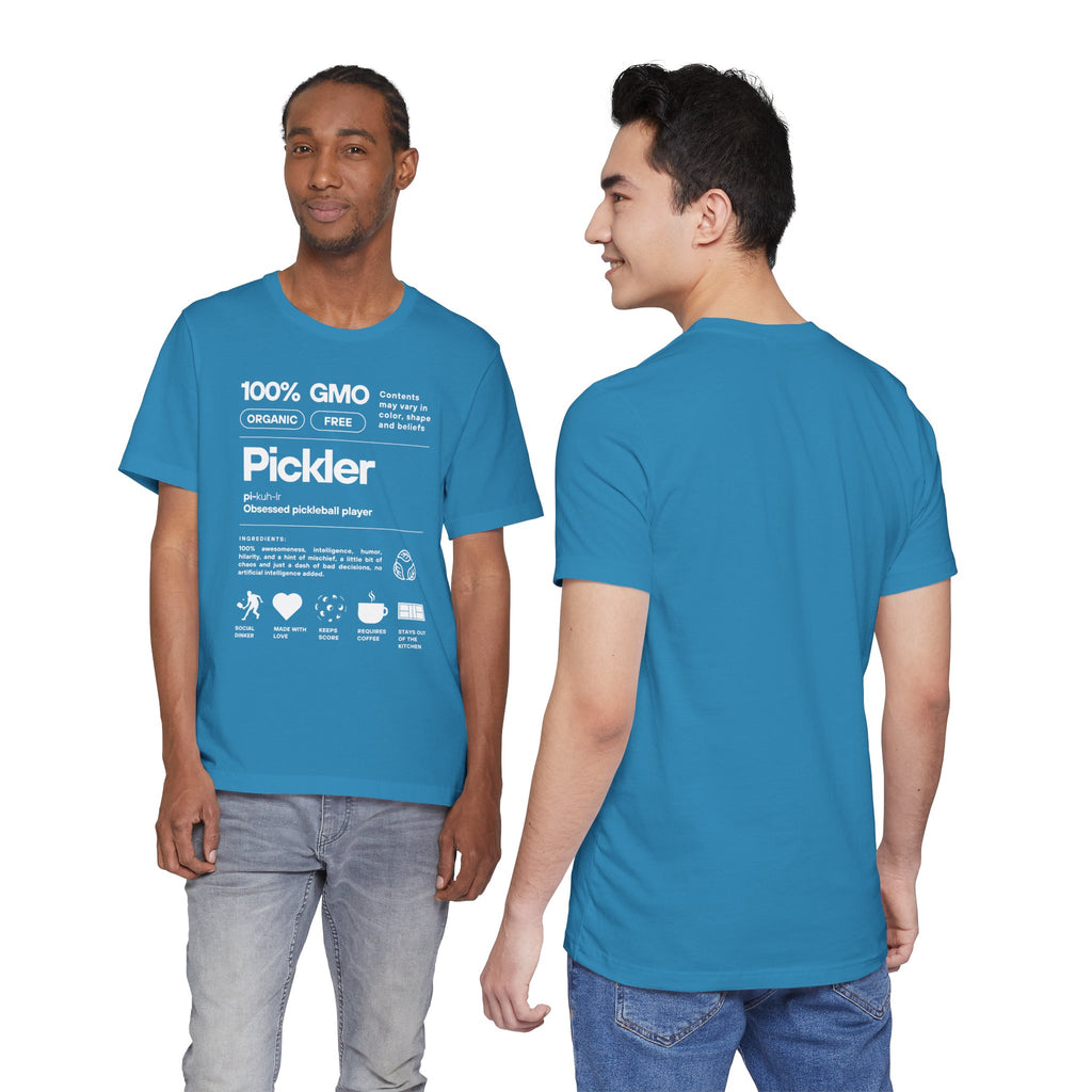 Men's Pickler Funny Definitions T-Shirt with white text, lightweight activewear, perfect for pickleball enthusiasts and casual wear.