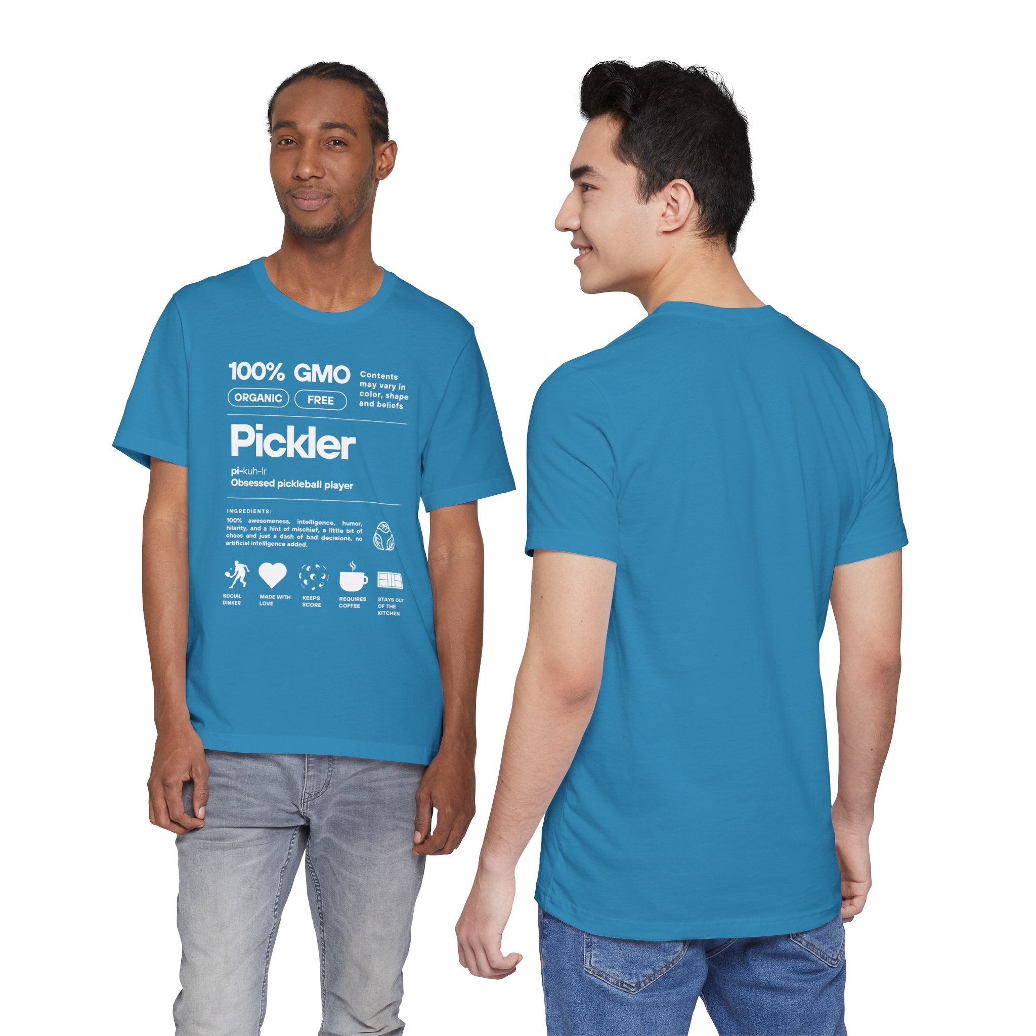 Men's Pickler Funny Definitions T-Shirt with white text, lightweight activewear, perfect for pickleball enthusiasts and casual wear.