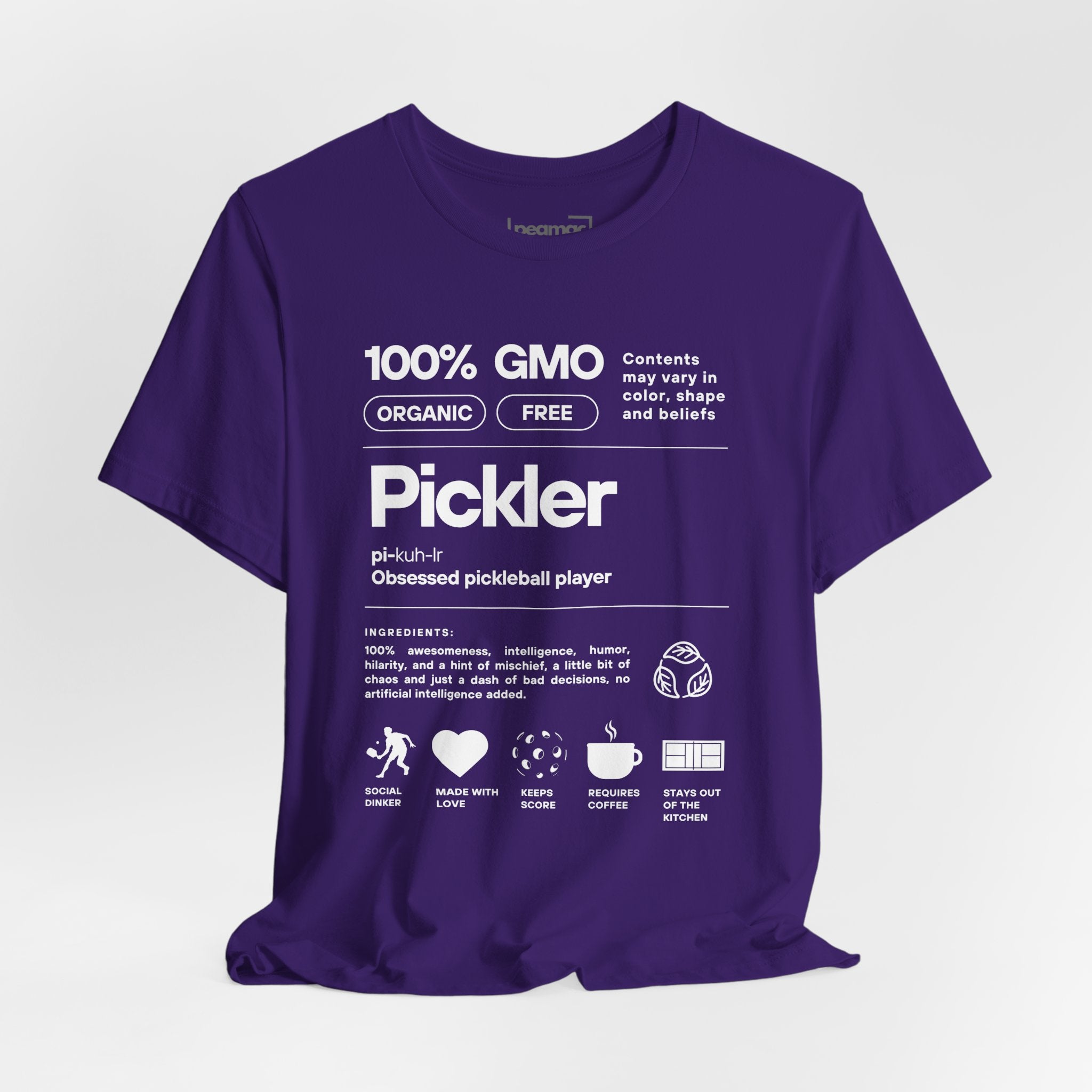 Men's Pickler Funny Definitions T-Shirt by Printify featuring white text, lightweight activewear with a pickleball-themed design.