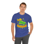 Neon orange and electric green pickleball rally T-shirt with court graphic by Printify, casual athletic wear for sports enthusiasts
