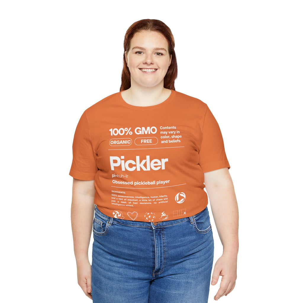 Women's Pickler Funny Definitions T-Shirt with white text, lightweight activewear perfect for pickleball enthusiasts by Printify.