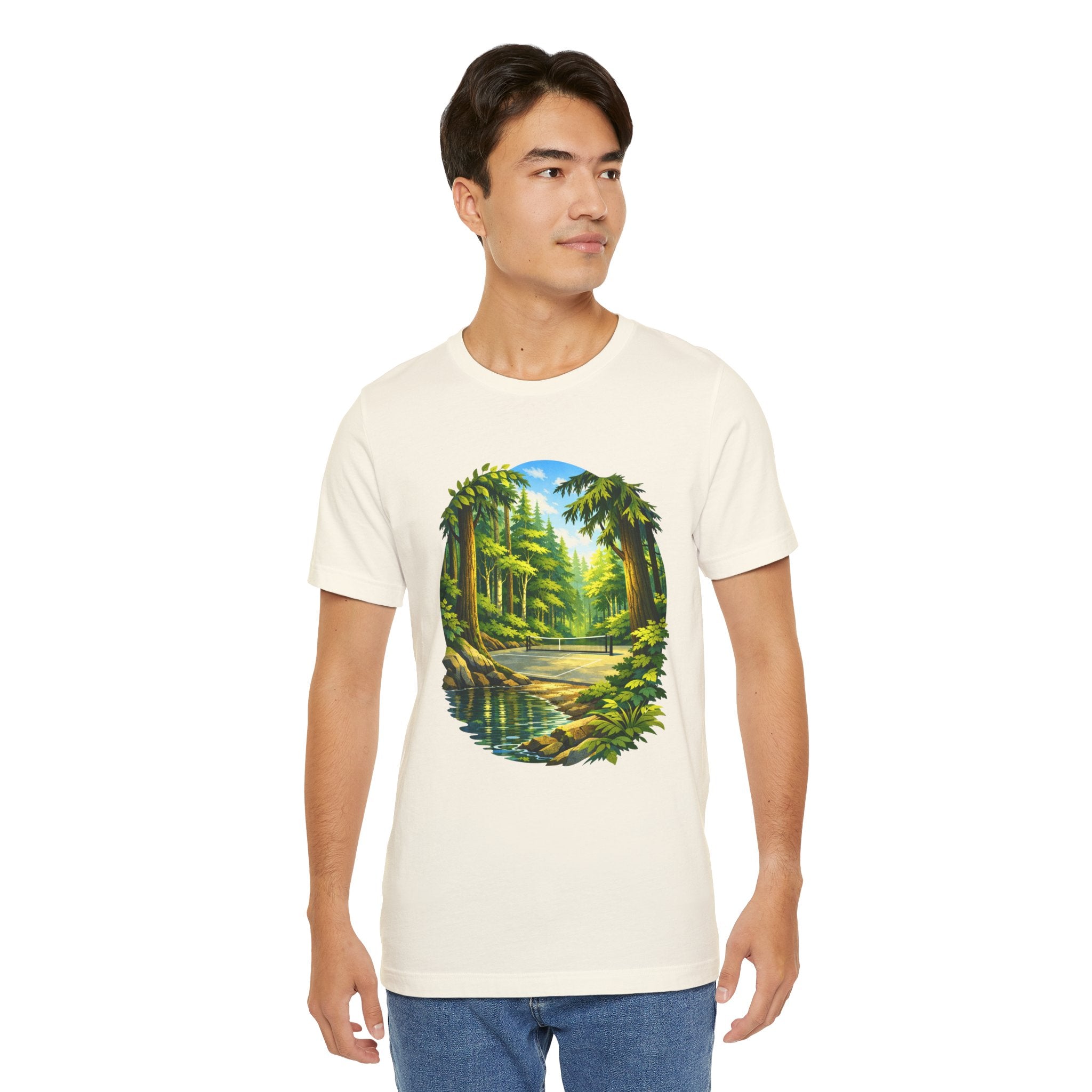 Unisex Hidden Forest Pickleball T-Shirt featuring Bainbridge Island tribute design in a casual, comfortable fit by Printify