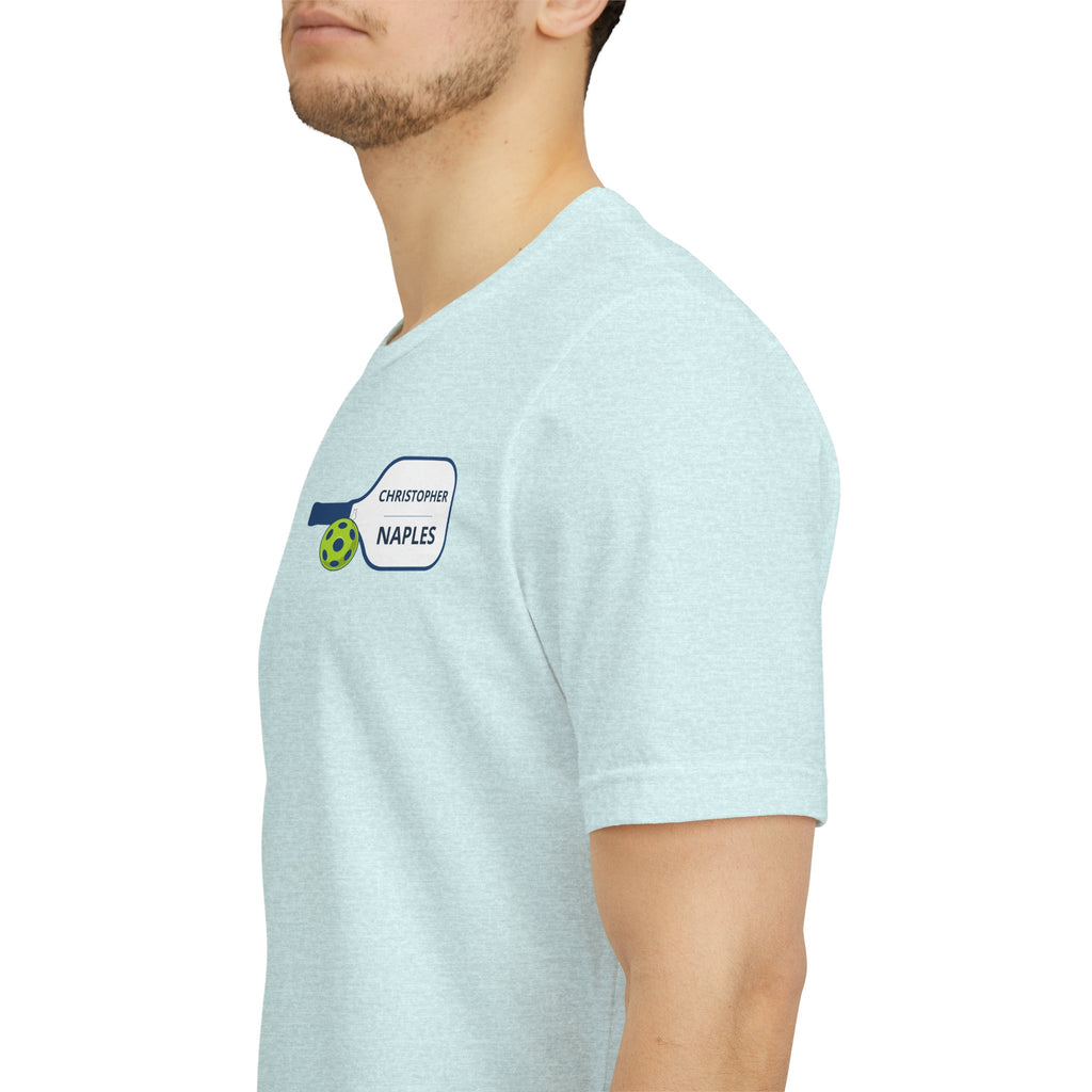 Personalized Pickleball T-Shirt | Custom Name & City Paddle Tee - Product Photo - PeaMacTees