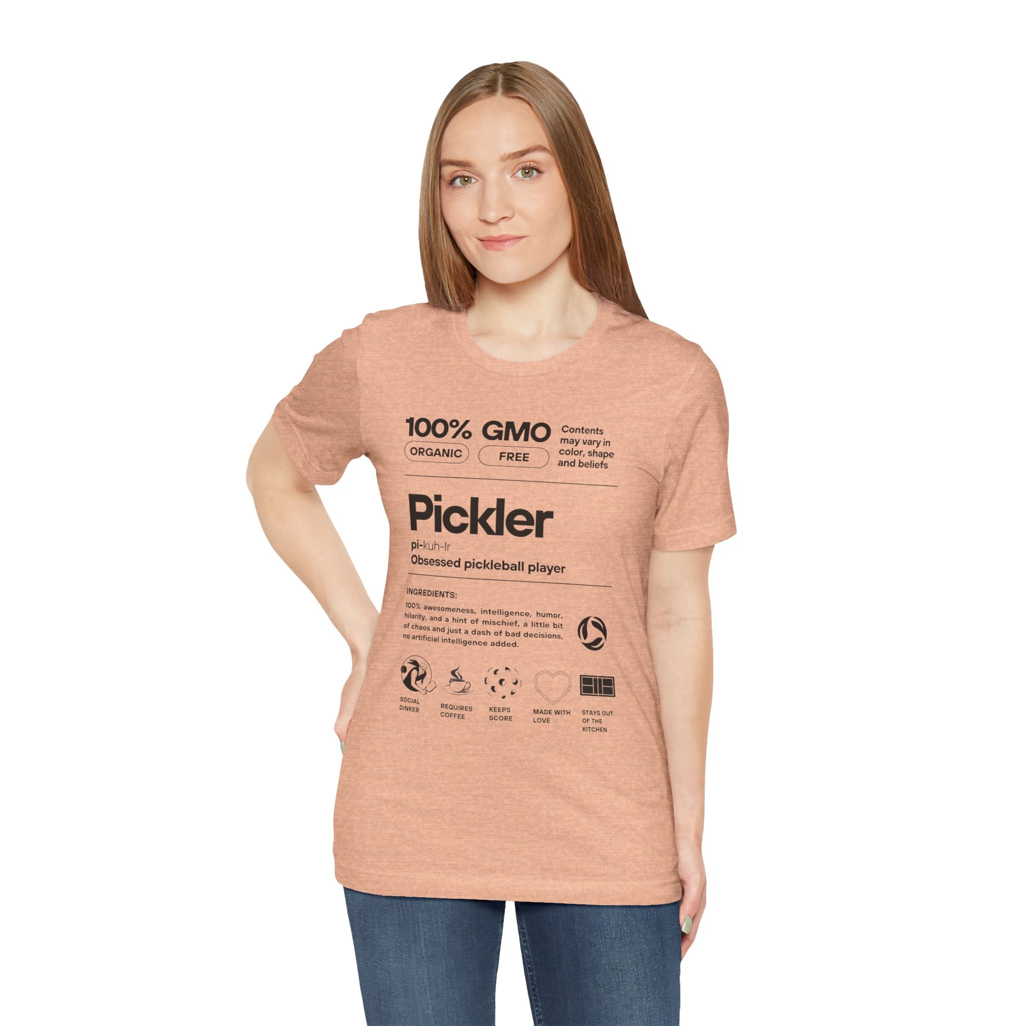 Women's Pickler Funny Definitions T-Shirt in black, featuring playful pickleball-themed text on lightweight activewear.