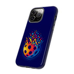 Matrix Burst Pickleball Phone Case by Printify on iPhone, Samsung, and Google Pixel showing colorful pickleball design.