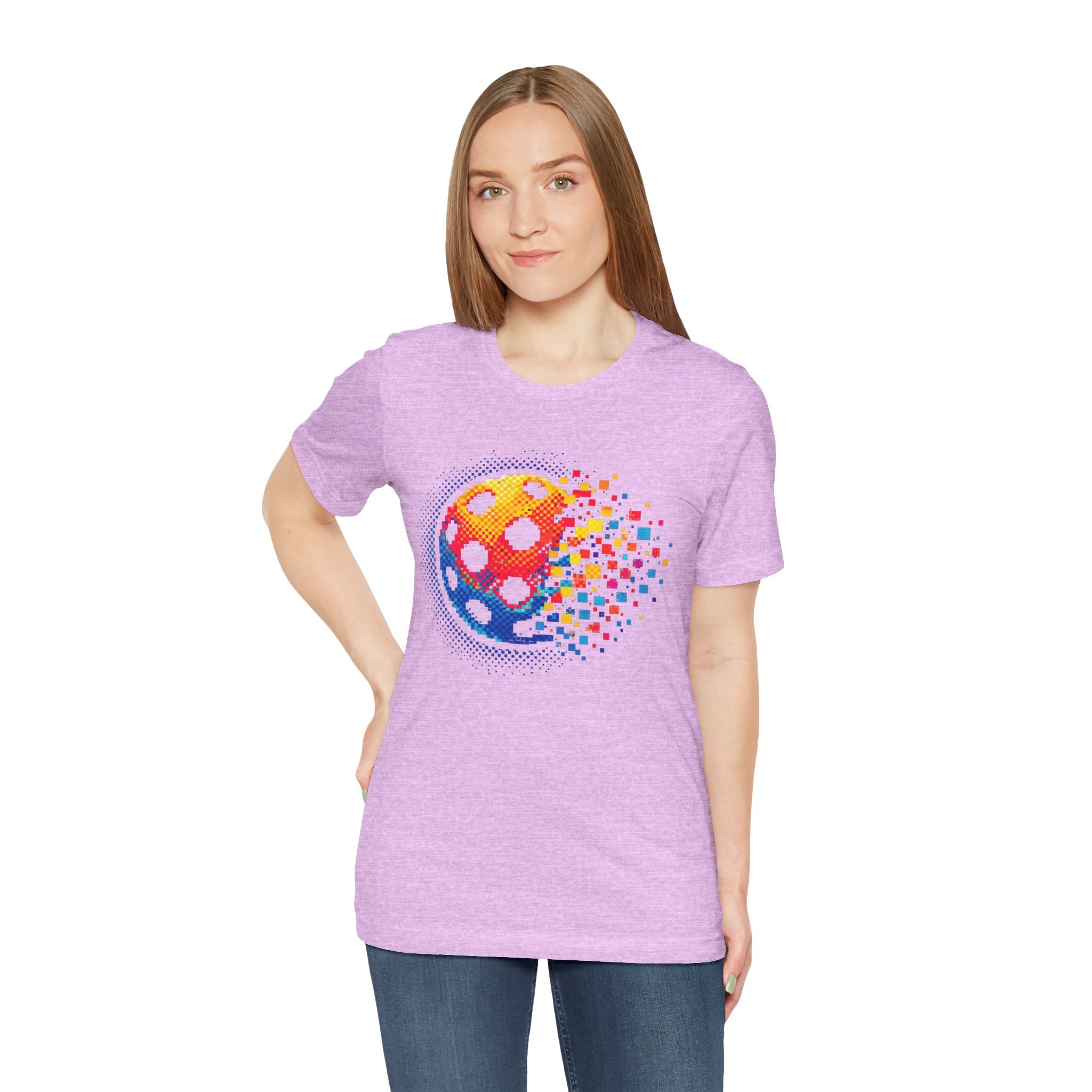 Matrix Burst Pickleball T-Shirt with Retro Court graphic, printed by Printify, featuring bold pickleball court design on a casual tee.