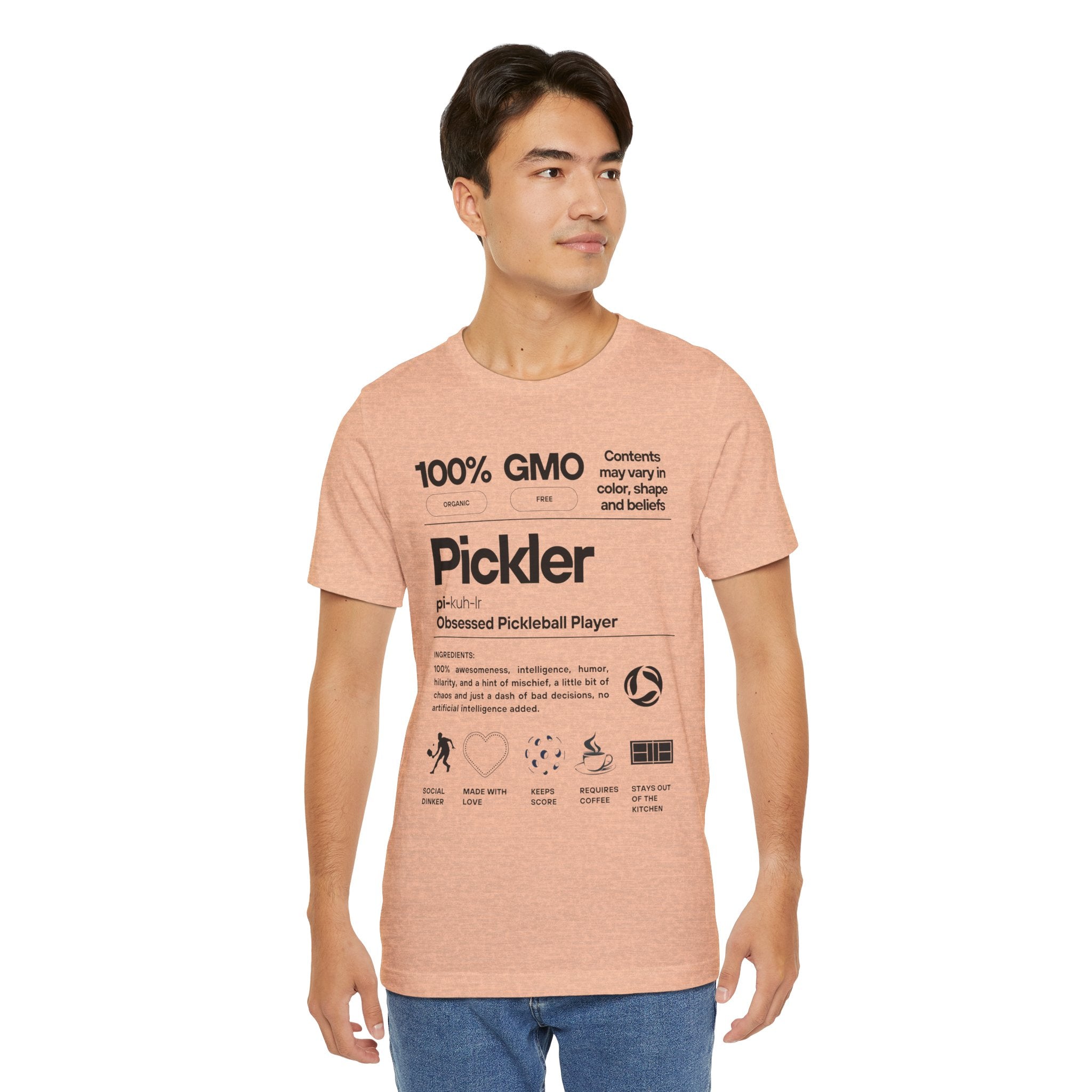 Men's black Pickler Funny Definitions T-Shirt with pickleball-themed text, premium lightweight activewear from Printify.
